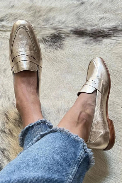 Danielle | Mocassins patchwork à bout rond et petit talon