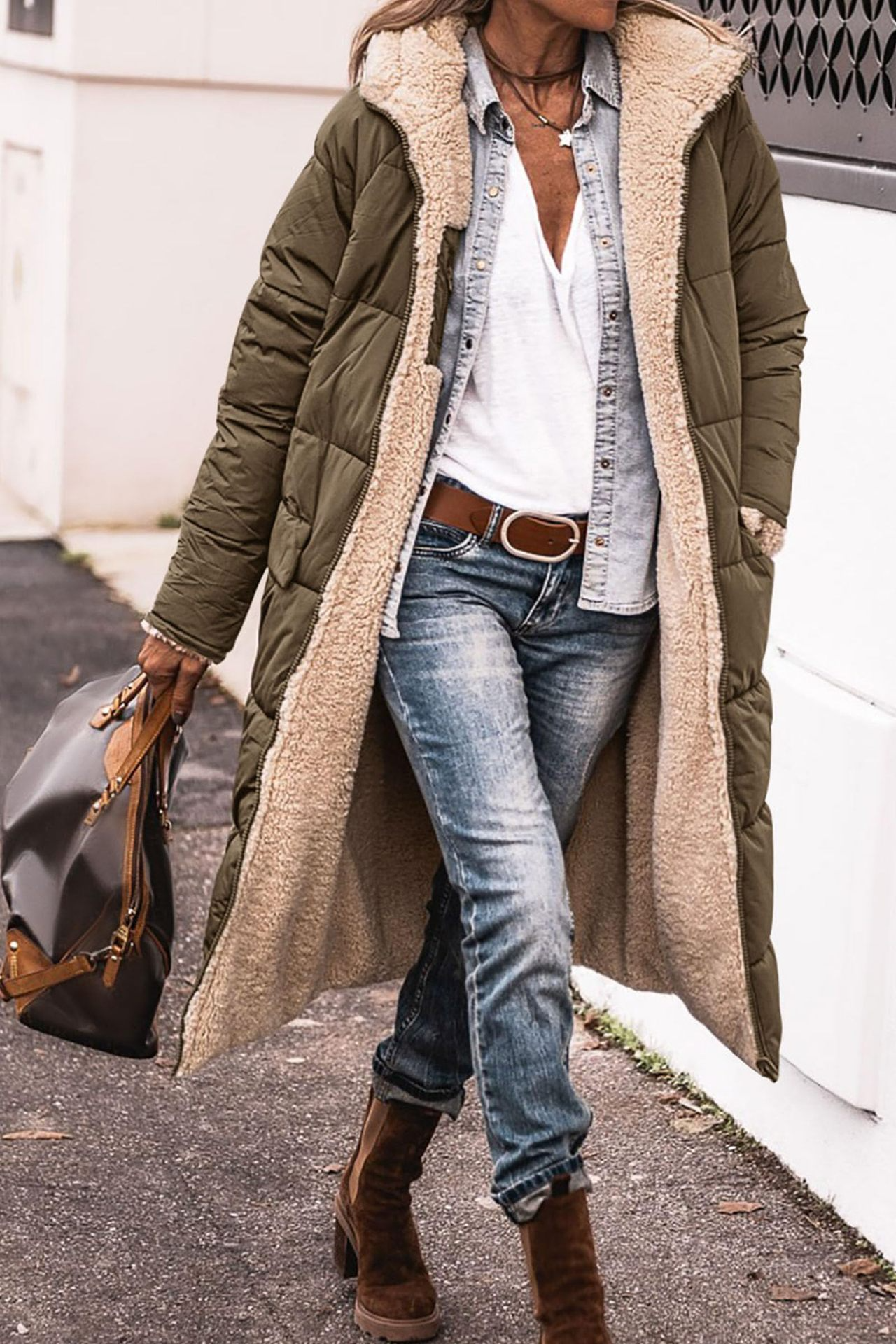 Johna – Manteau réversible en sherpa de luxe