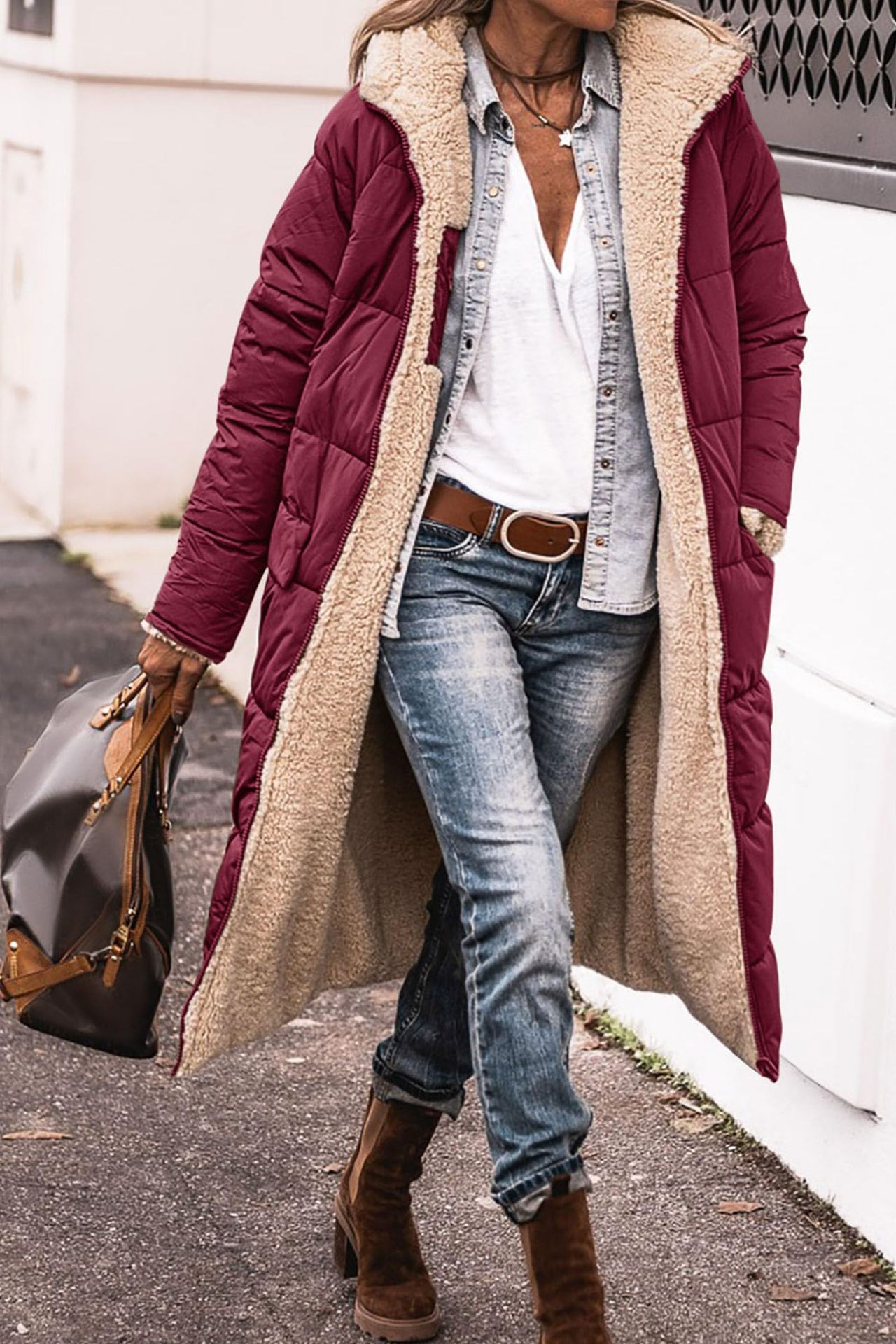 Johna – Manteau réversible en sherpa de luxe