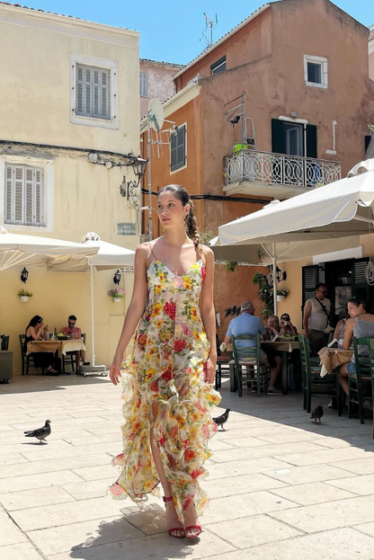 Saskia | Robe longue à volants