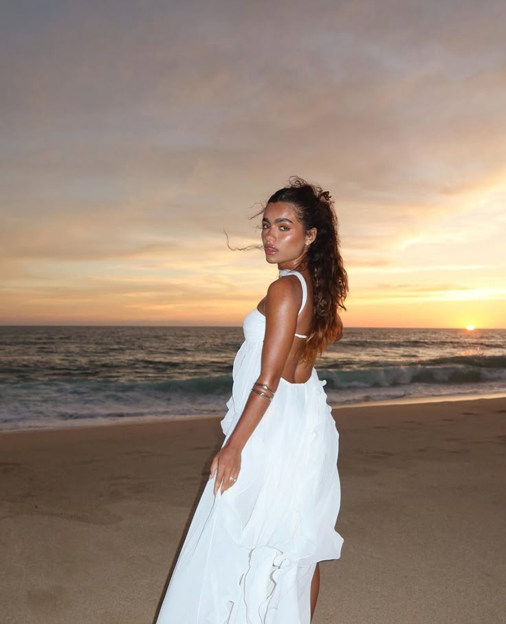 Robe longue à bretelles à volants Collins