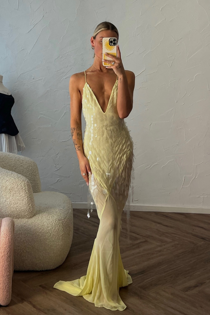 Aaliyah | Robe longue sans manches à col en V