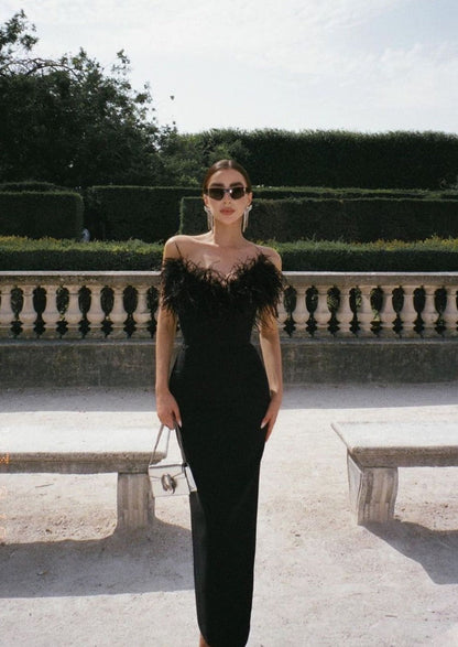 Anastasia | Élégante Robe à Plumes