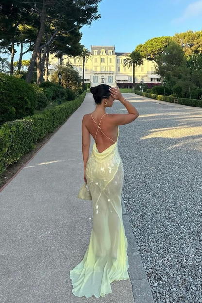 Aaliyah | Robe longue sans manches à col en V