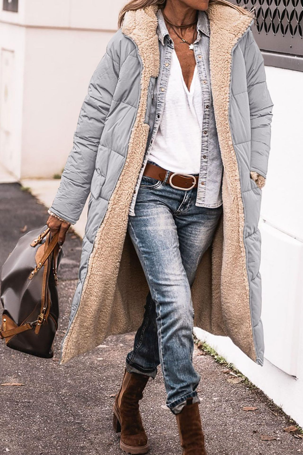 Johna – Manteau réversible en sherpa de luxe