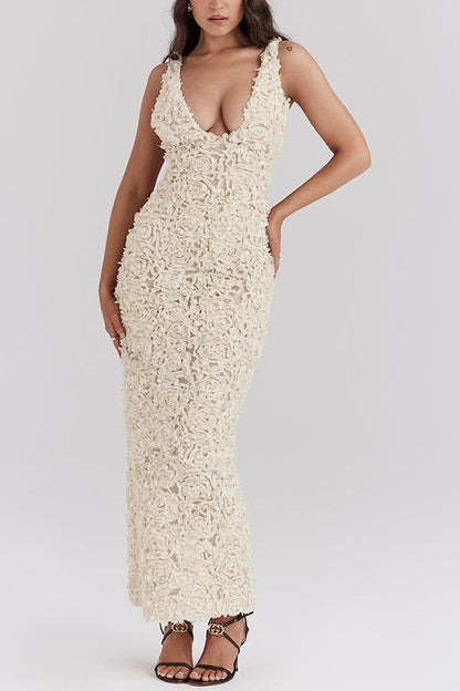 Lyra | Robe longue sans squelette à fleurs