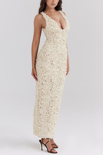 Lyra | Robe longue sans squelette à fleurs