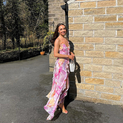 Nylah | Robe Maxi à Volants Fleuries