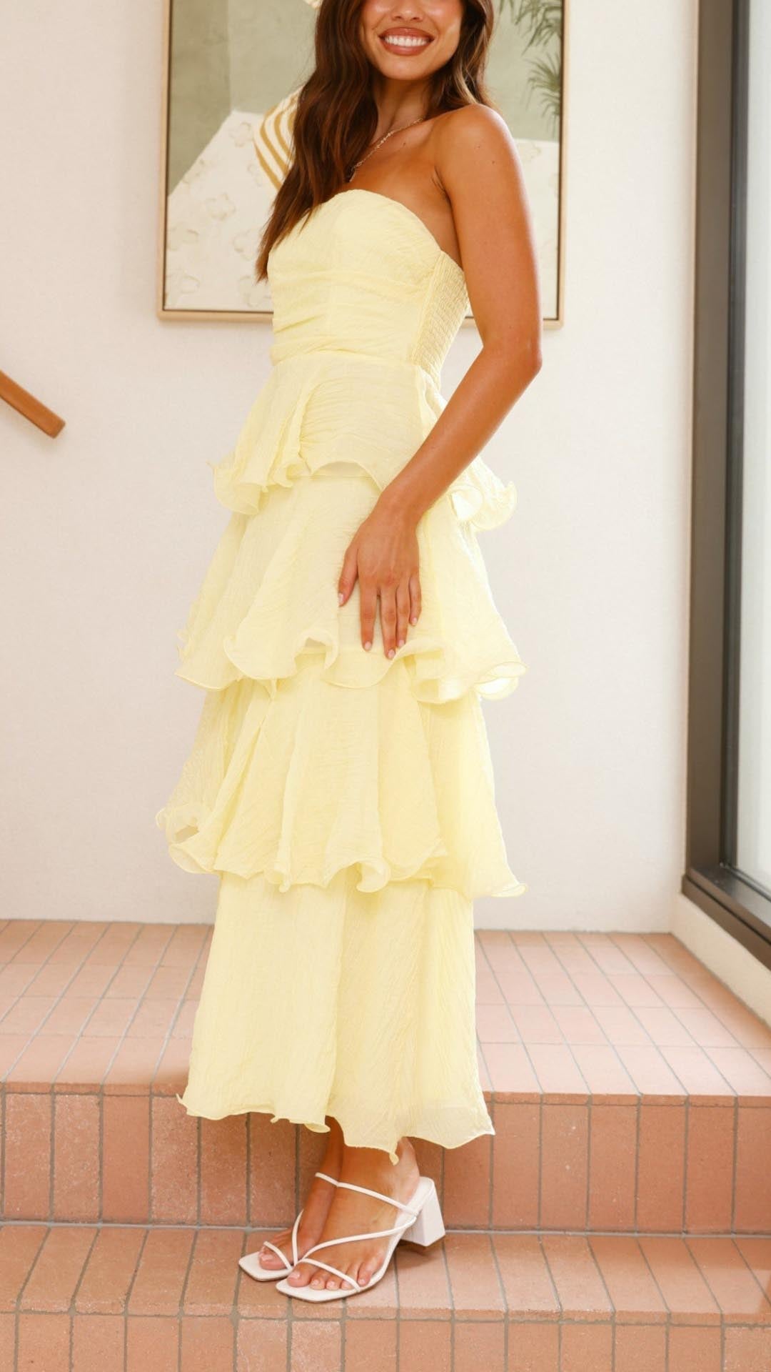 Kate | Robe longue maxi à volants en couches