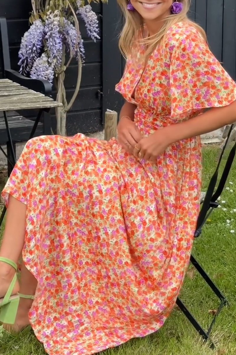 Pauline - Robe longue avec design floral